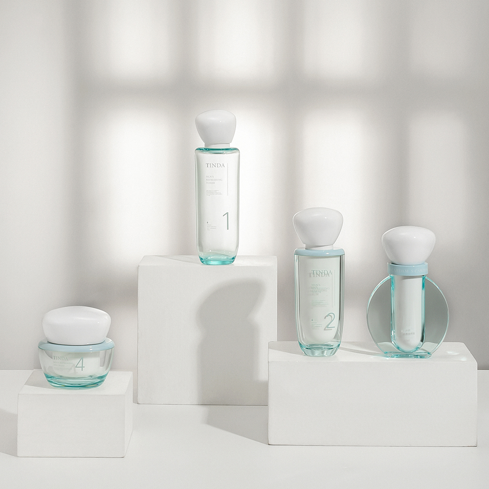 Light Blue Transparent Skincare Packaging Set Empty Serum Lotion Bottles & Cream Jars for Cosmetics-TINDA-176