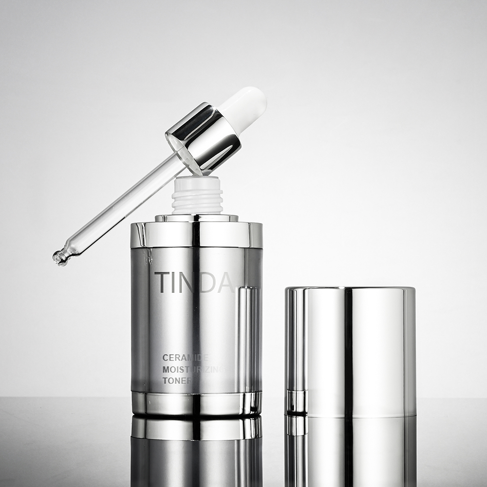 Silver Electroplated Acrylic Dropper Bottle Empty Serum Essence Cosmetic Container-TINDA-014DG