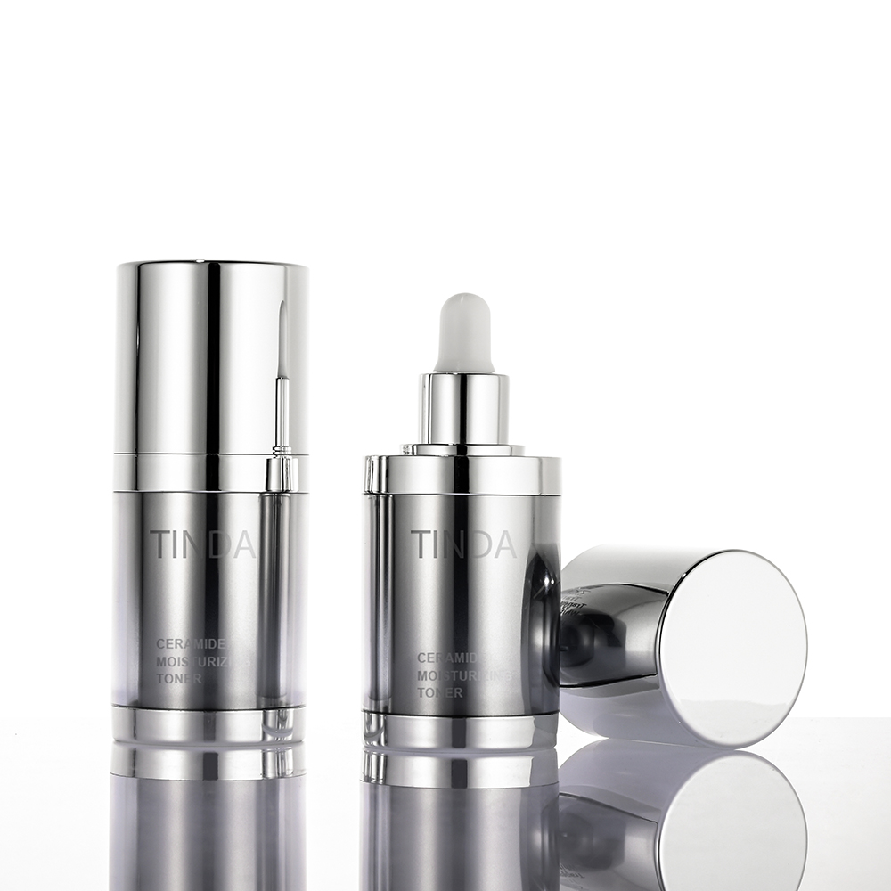 Silver Electroplated Acrylic Dropper Bottle Empty Serum Essence Cosmetic Container-TINDA-014DG