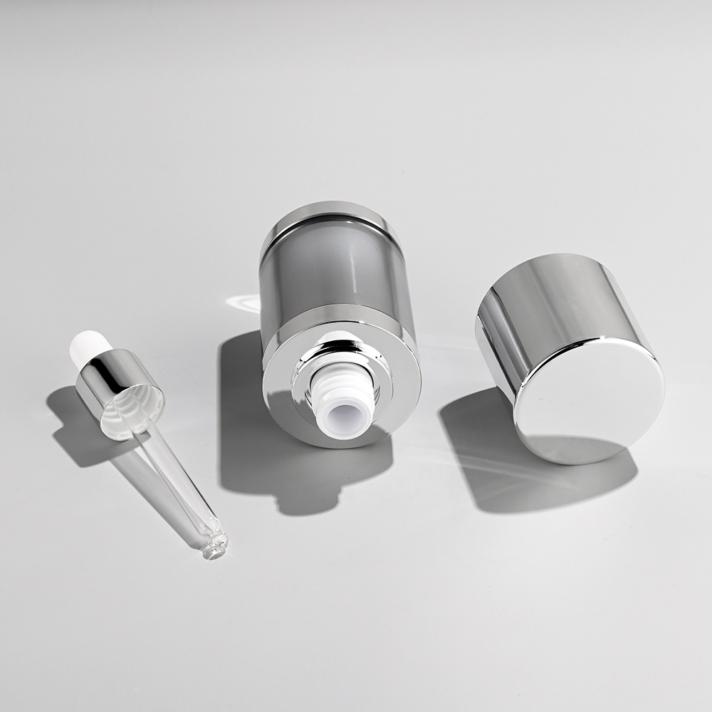 Silver Electroplated Acrylic Dropper Bottle Empty Serum Essence Cosmetic Container-TINDA-014DG