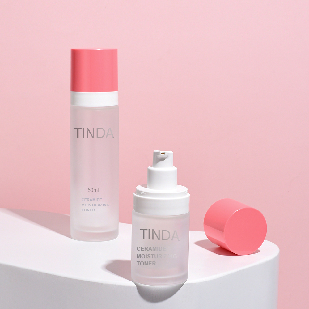 Double Wall Frosted Glass Airless Pump Bottle Cosmetic Packaging -TINDA-201