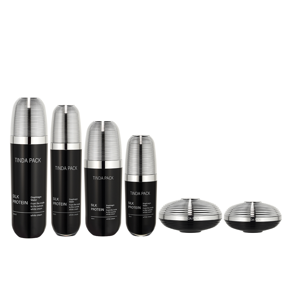 High‑end Black Plastic Skincare Container Set for Toner Cream -TINDA-206