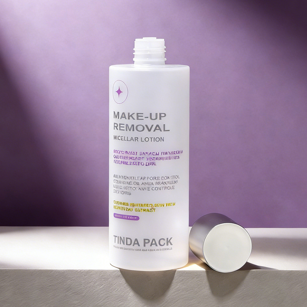 Frosted  PETG Micellar Water Bottle With Silver Electroplated Cap Empty Makeup Remover Packaging-5114